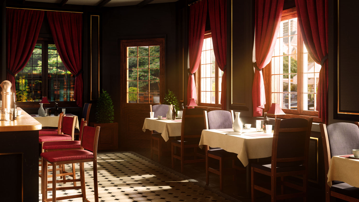 Blender中式餐厅汉堡店酒吧室内场景3D模型素材Kitbash3D – Restaurants 样机素材 sucaiwan.com