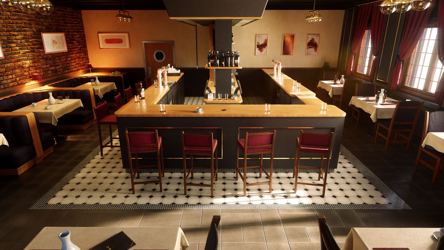 Blender中式餐厅汉堡店酒吧室内场景3D模型素材Kitbash3D – Restaurants 样机素材 sucaiwan.com