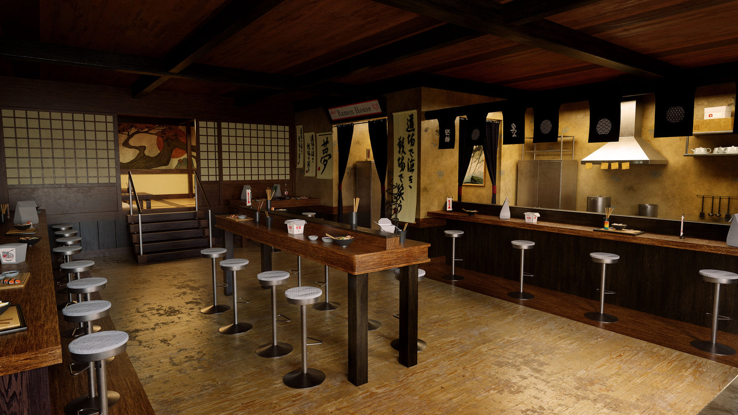 Blender中式餐厅汉堡店酒吧室内场景3D模型素材Kitbash3D – Restaurants 样机素材 sucaiwan.com