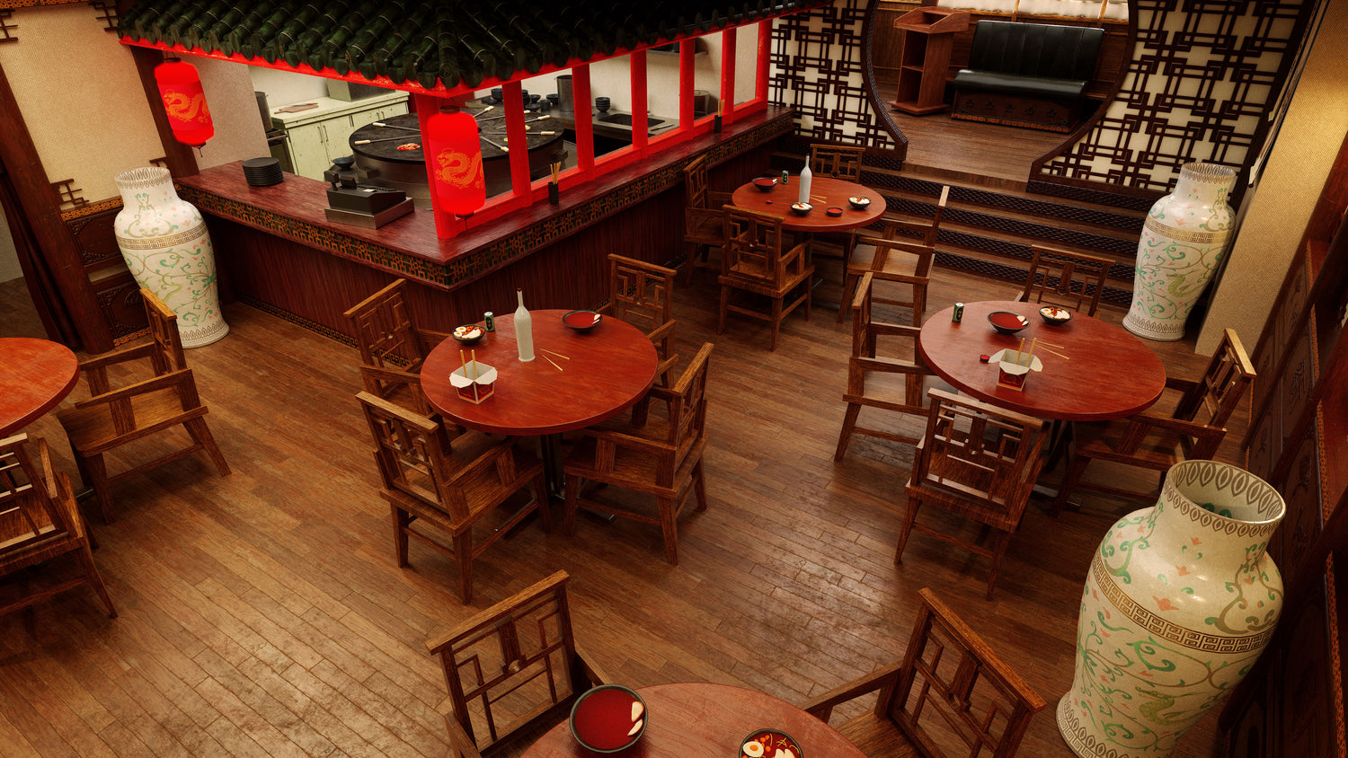 Blender中式餐厅汉堡店酒吧室内场景3D模型素材Kitbash3D – Restaurants 样机素材 sucaiwan.com