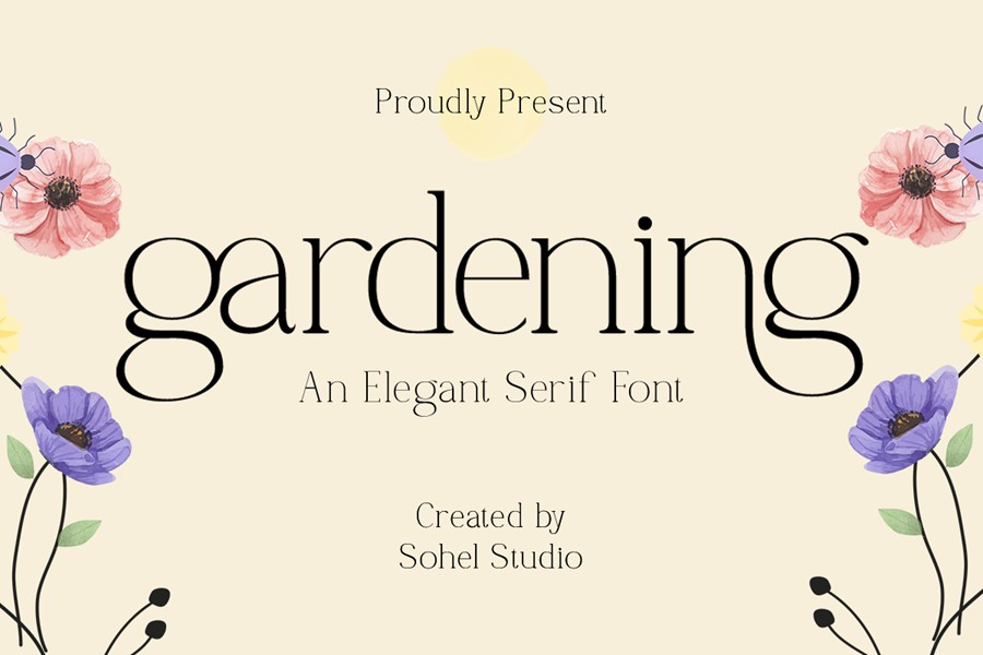 时尚优雅杂志包装邀请函设计衬线英文字体安装包 Gardening – An Elegant Serif Font with a Natural 设计素材 第1张-素材湾丨精选海外优质设计素材资源 时尚优雅杂志包装邀请函设计衬线英文字体安装包 Gardening – An Elegant Serif Font with a Natural 设计素材 sucaiwan.com