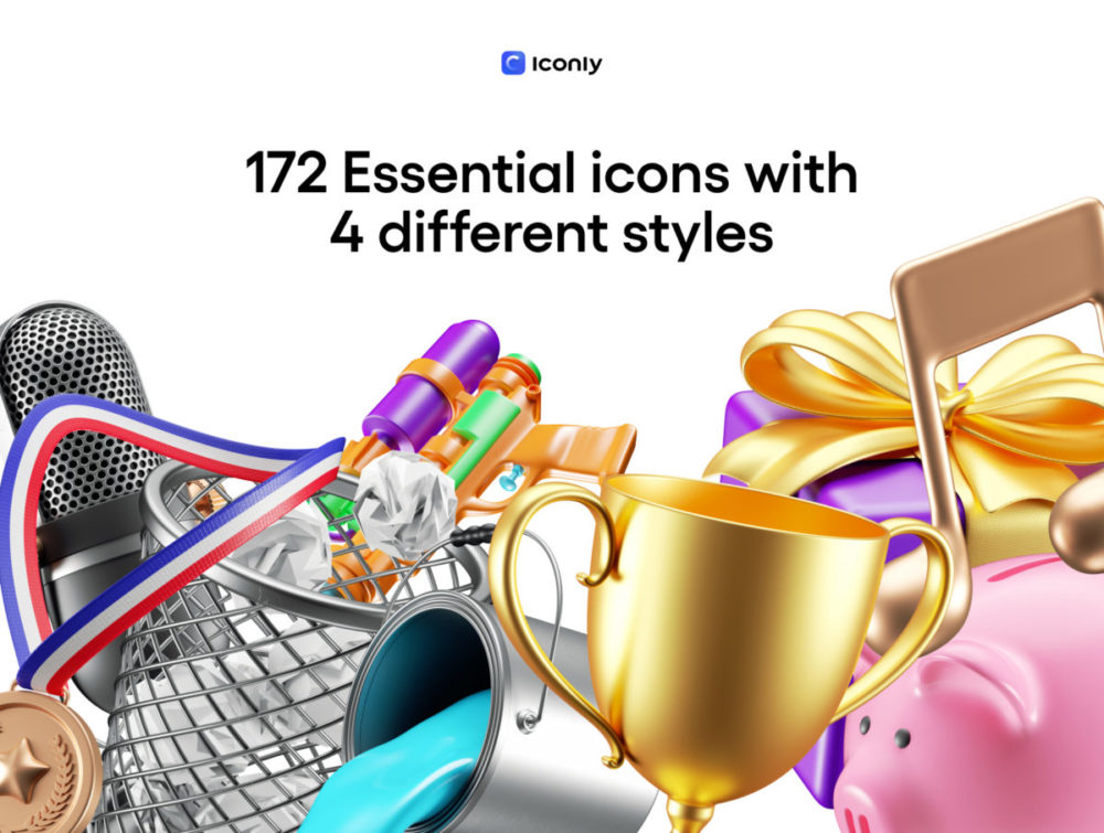 172款高质量网站app ui界面设计办公3d图标icons设计png/figma格式素材Iconly Pro 3D Icons 图标素材 sucaiwan.com