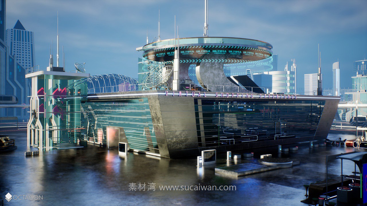 未来科幻复古赛博朋克潮流城市建筑商场列车车站3D模型UE格式素材Retro Sci-Fi Futuristic City Pack 样机素材 第3张-素材湾丨精选海外优质设计素材资源 未来科幻复古赛博朋克潮流城市建筑商场列车车站3D模型UE格式素材Retro Sci-Fi Futuristic City Pack 样机素材 sucaiwan.com