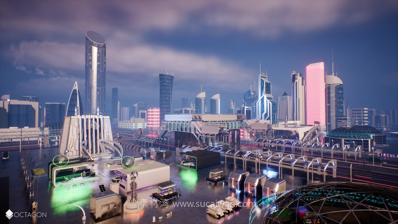 未来科幻复古赛博朋克潮流城市建筑商场列车车站3D模型UE格式素材Retro Sci-Fi Futuristic City Pack 样机素材 第13张-素材湾丨精选海外优质设计素材资源 未来科幻复古赛博朋克潮流城市建筑商场列车车站3D模型UE格式素材Retro Sci-Fi Futuristic City Pack 样机素材 sucaiwan.com