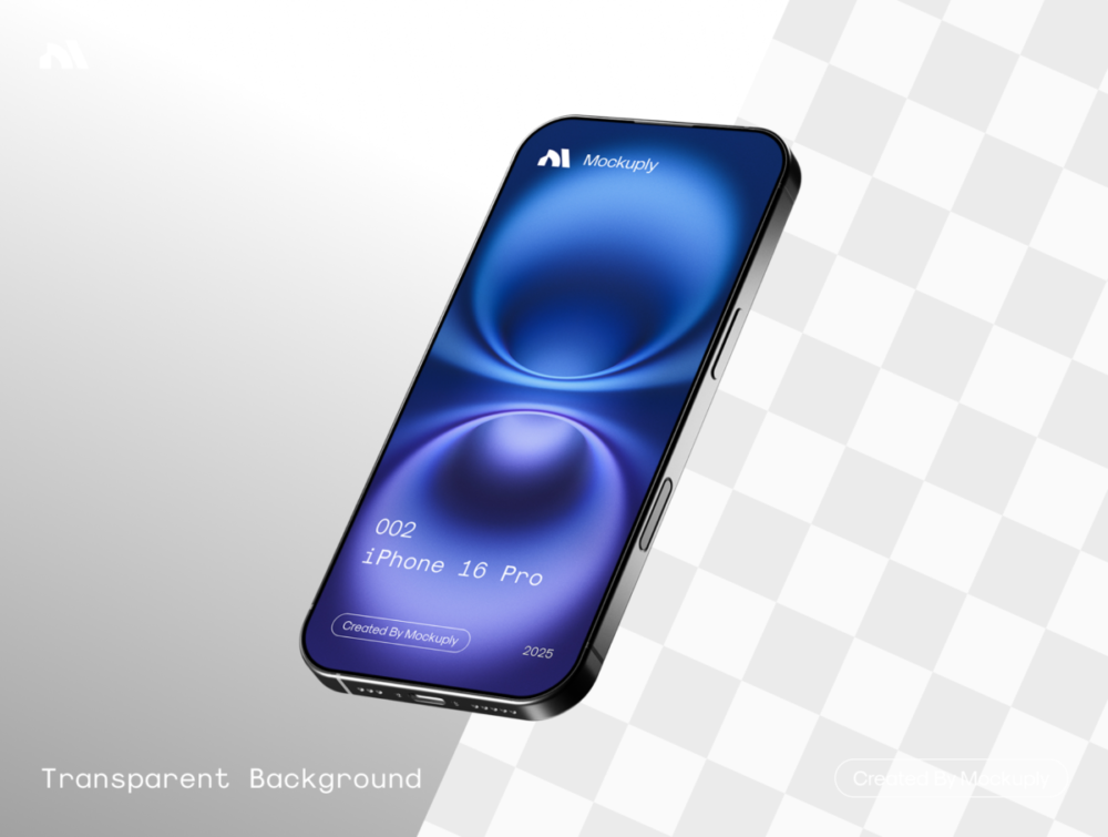 时尚4k高清ui广告界面设计苹果iphone 16 pro手机展示效果图psd样机模板iPhone 16 Pro Mockup, Mockuply Pro 样机素材 sucaiwan.com
