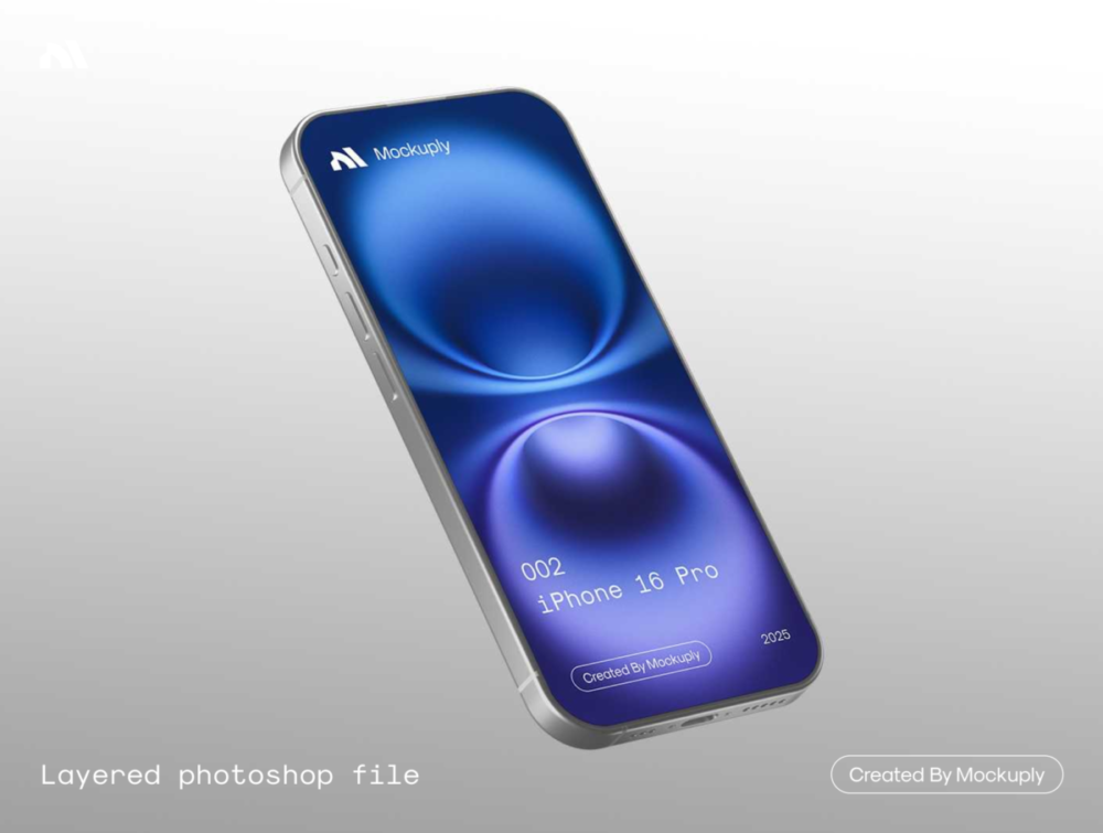 时尚4k高清ui广告界面设计苹果iphone 16 pro手机展示效果图psd样机模板iPhone 16 Pro Mockup, Mockuply Pro 样机素材 sucaiwan.com