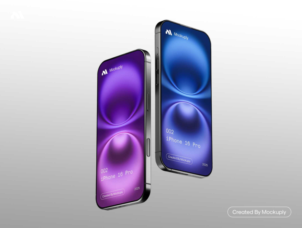 时尚4k高清ui广告界面设计苹果iphone 16 pro手机展示效果图psd样机模板iPhone 16 Pro Mockup, Mockuply Pro 样机素材 sucaiwan.com