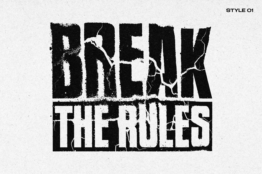 失真颗粒溶解锯齿状模糊边缘磨损效果ps标题文本特效滤镜样机 Dust Distortion Text & Logo Effect 插件预设 sucaiwan.com