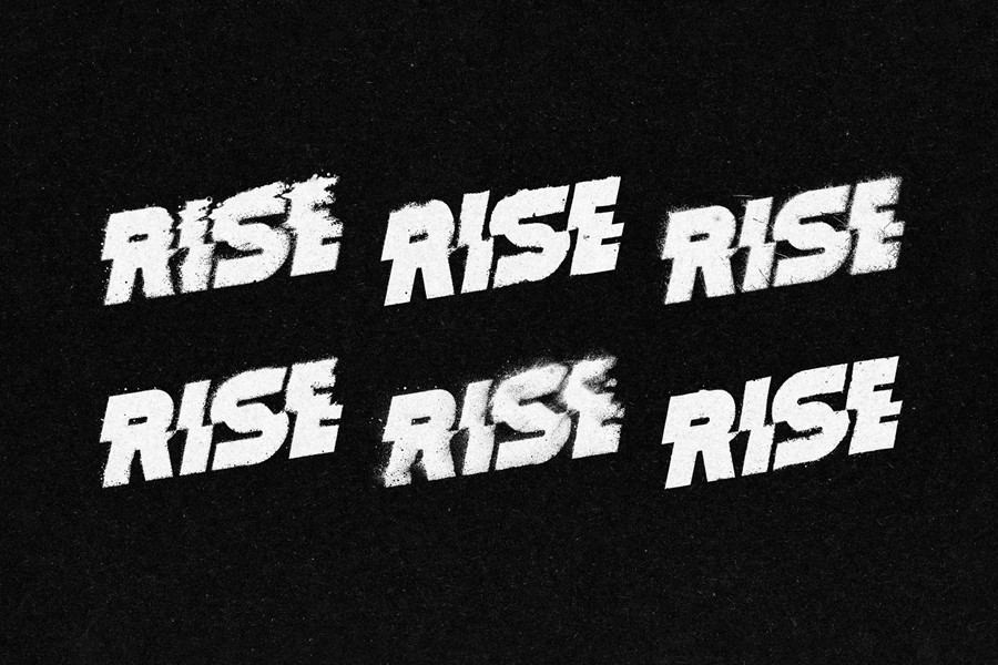 失真颗粒溶解锯齿状模糊边缘磨损效果ps标题文本特效滤镜样机 Dust Distortion Text & Logo Effect 插件预设 sucaiwan.com