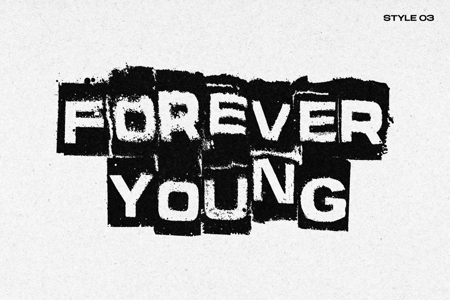 失真颗粒溶解锯齿状模糊边缘磨损效果ps标题文本特效滤镜样机 Dust Distortion Text & Logo Effect 插件预设 sucaiwan.com