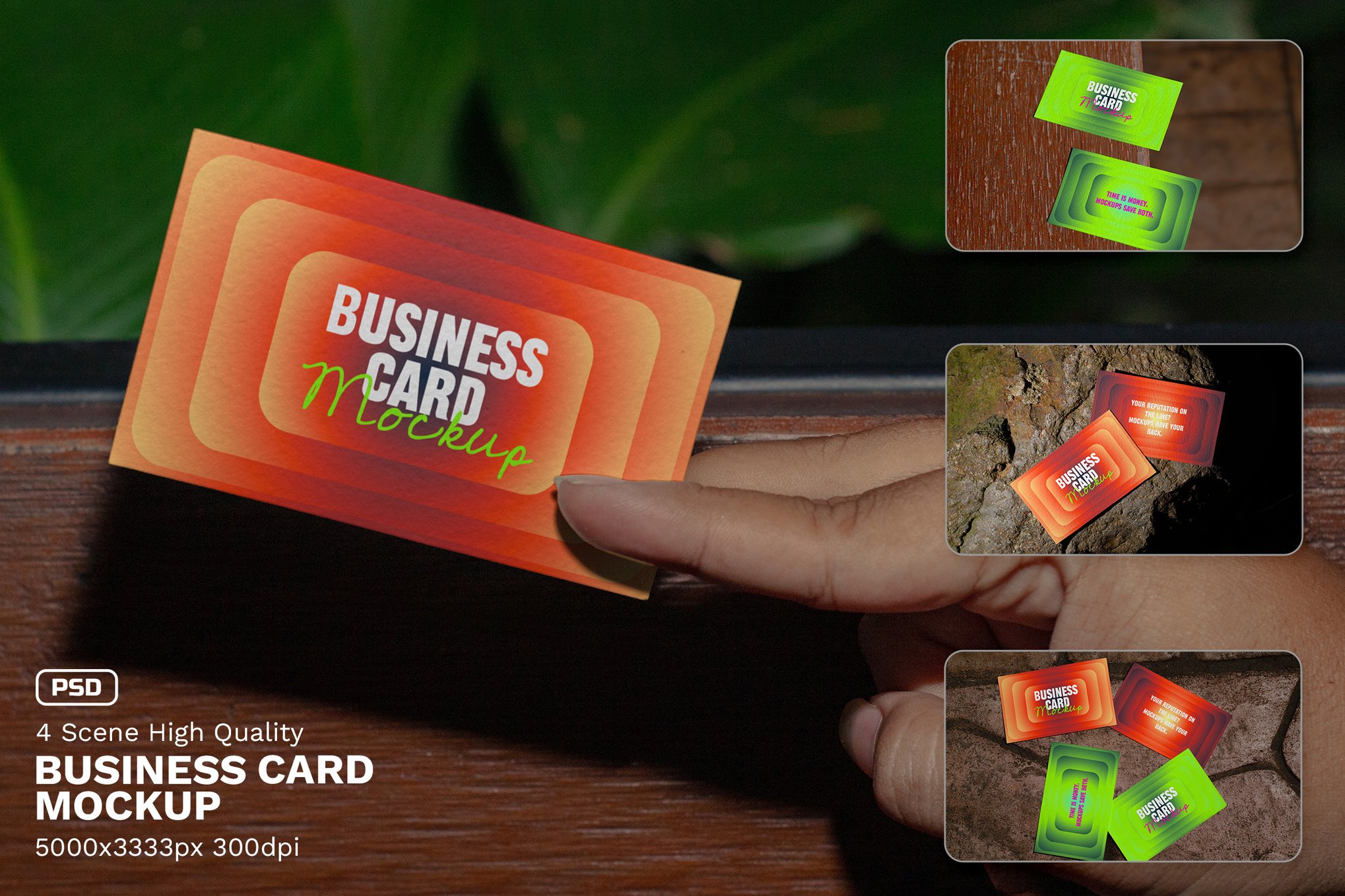 4款个人名片卡片会员卡设计ps展示贴图样机模板素材Business Card Mockup – VOL 2 样机素材 sucaiwan.com