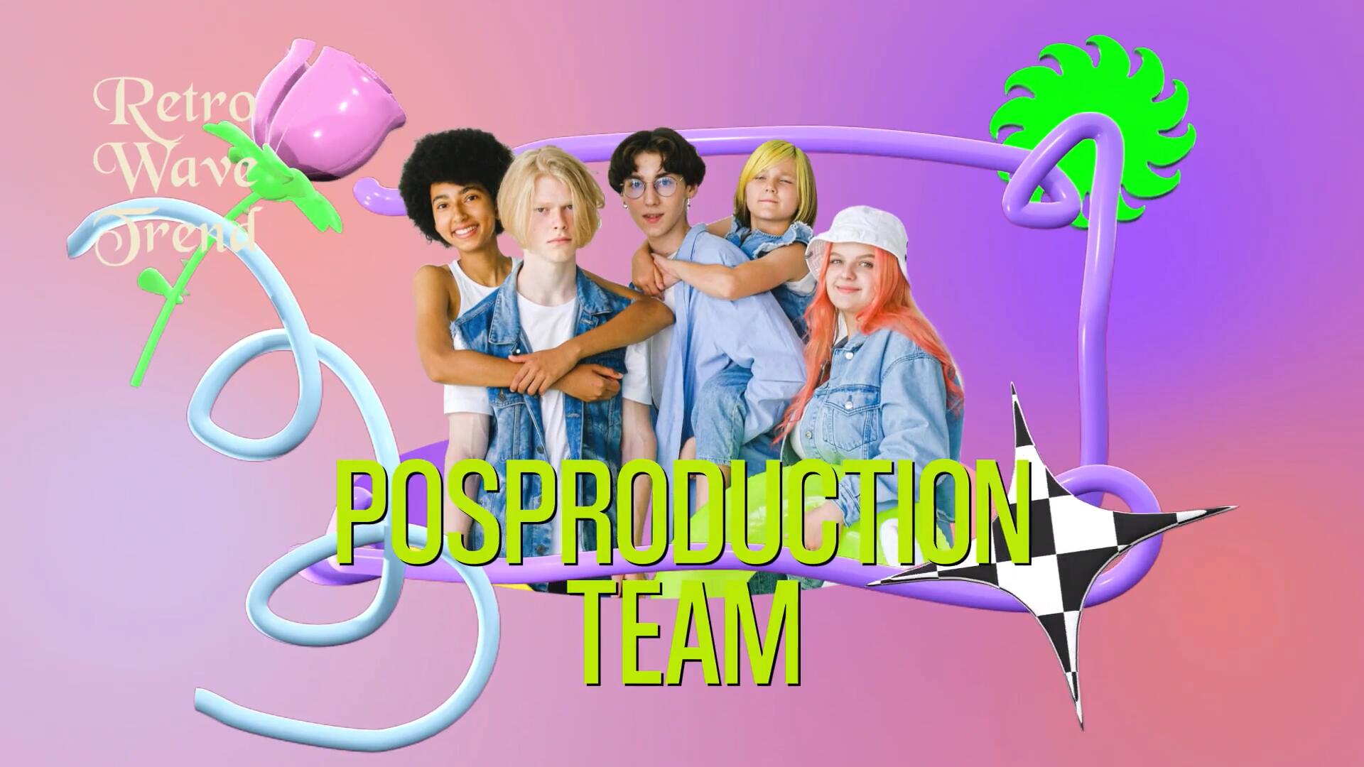 PR模板：复古抽象Y2K风格豪斯棋盘格剪贴画未来派文本标题排版开场片头 , sucaiwan.com