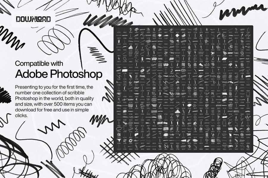 500多种复古手绘街头涂鸦艺术马克笔标记插画PS笔刷设计套装 500+ Scribble Photoshop Brushes ABR 笔刷资源 第3张-素材湾丨精选海外优质设计素材资源 500多种复古手绘街头涂鸦艺术马克笔标记插画PS笔刷设计套装 500+ Scribble Photoshop Brushes ABR 笔刷资源 sucaiwan.com
