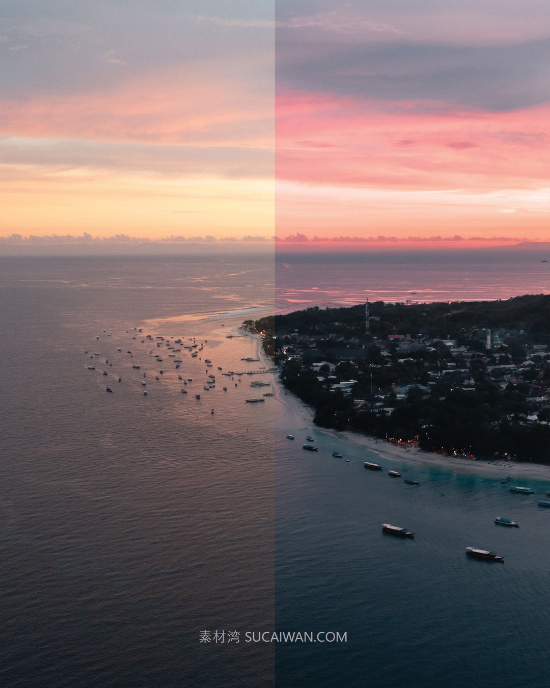 LR预设：梦幻春天樱花粉色调清新温柔人像旅拍海滩摄影Lightroom调色预设 Dreamy Sunsets - Preset pack , sucaiwan.com