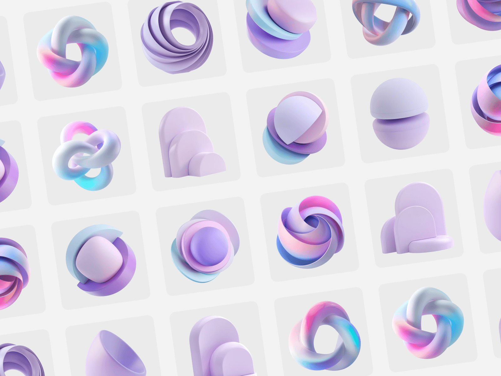 17款现代梦幻优雅淡紫色抽象3d几何图形图标figma/png格式素材Nova by Сraftwork 图片素材 sucaiwan.com