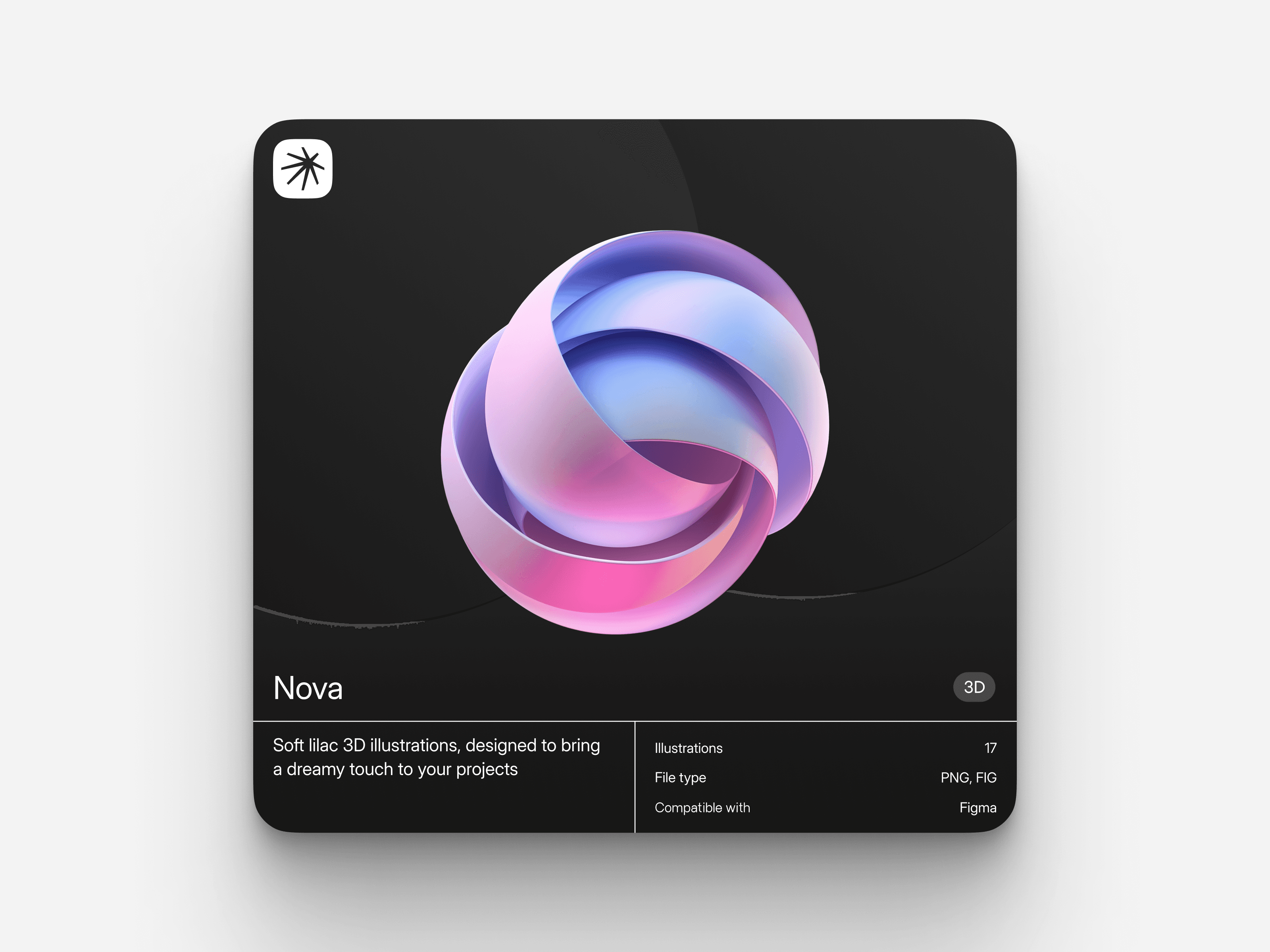 17款现代梦幻优雅淡紫色抽象3d几何图形图标figma/png格式素材Nova by Сraftwork 图片素材 sucaiwan.com