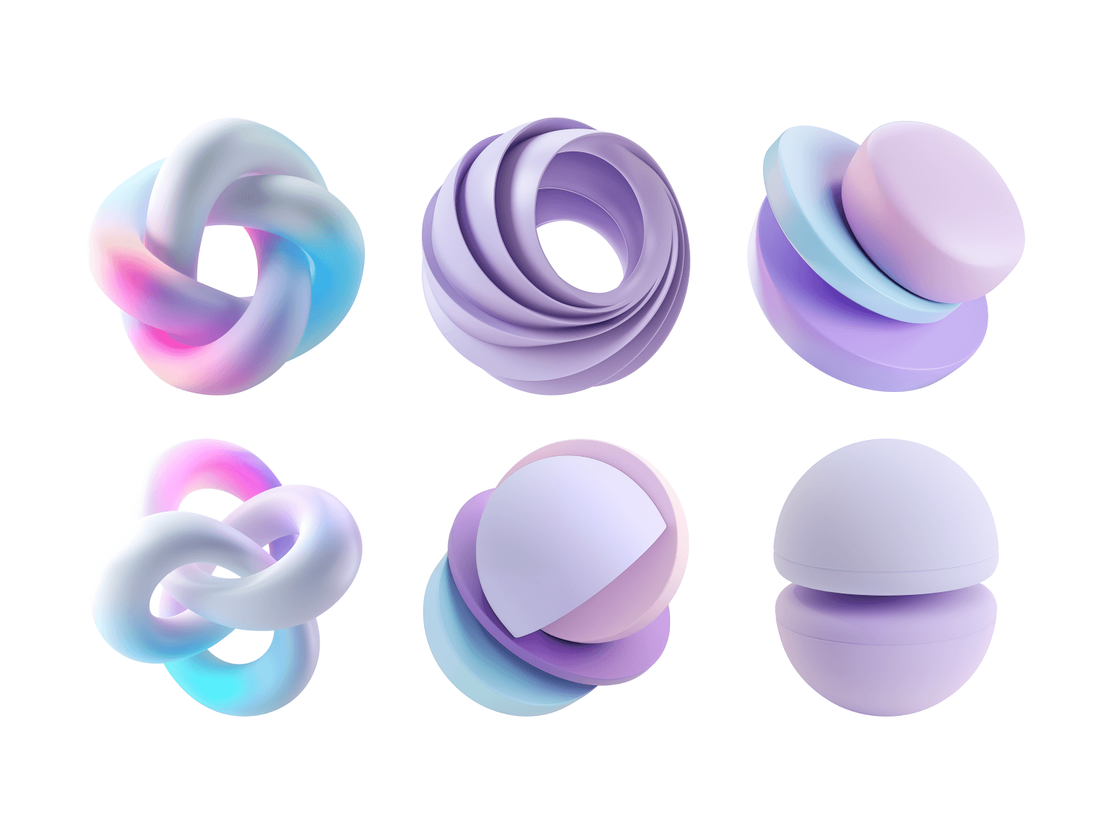 17款现代梦幻优雅淡紫色抽象3d几何图形图标figma/png格式素材Nova by Сraftwork 图片素材 sucaiwan.com