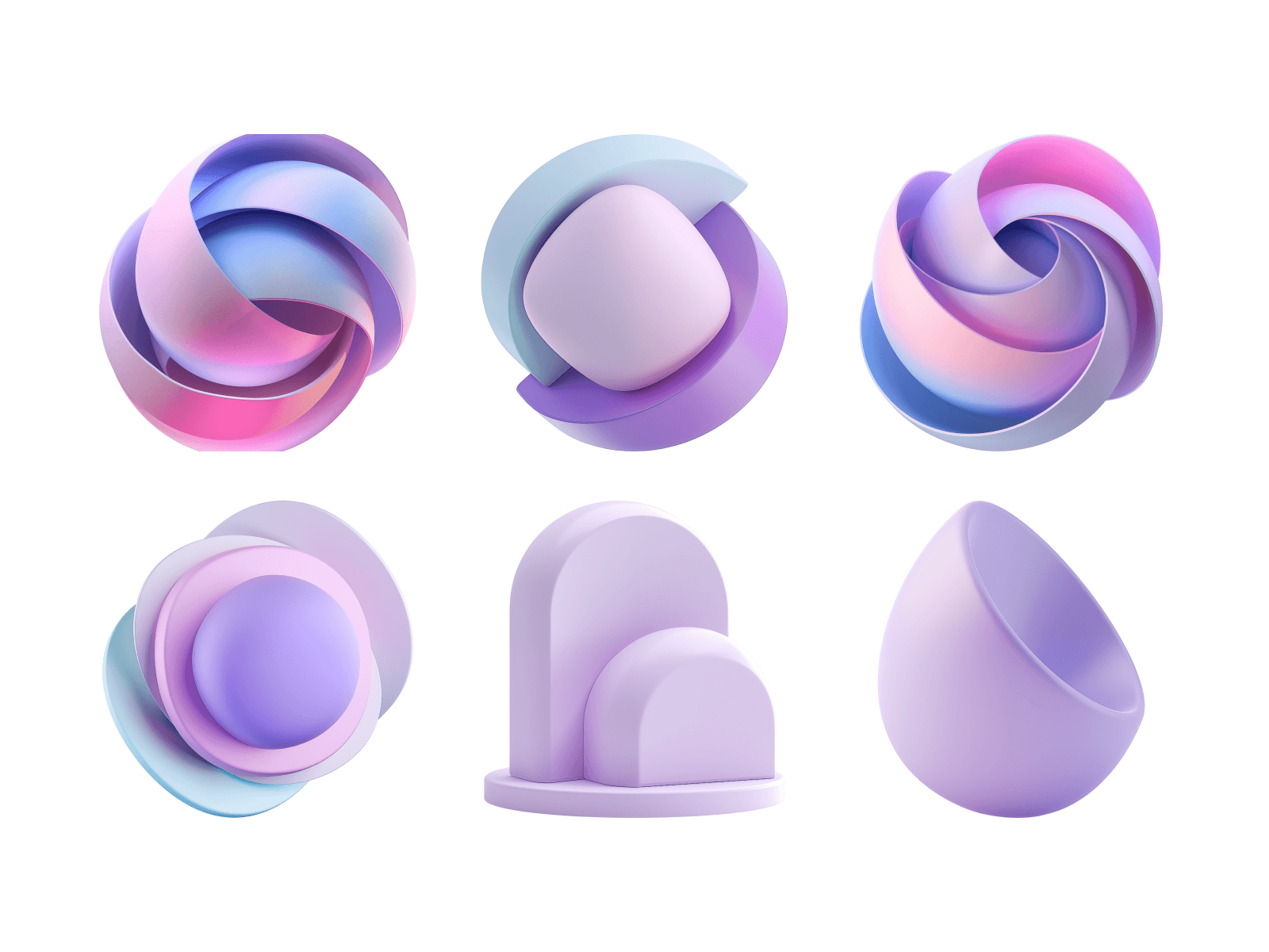 17款现代梦幻优雅淡紫色抽象3d几何图形图标figma/png格式素材Nova by Сraftwork 图片素材 sucaiwan.com