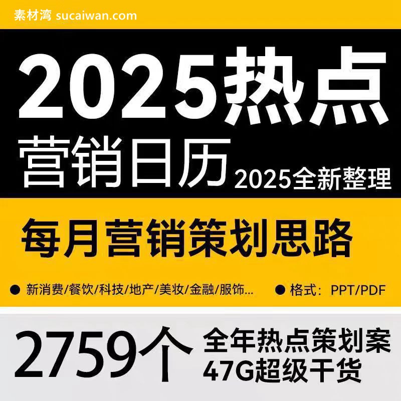 2025营销热点日历策划品牌广告公关销售规划新媒体运营活动电子版 , sucaiwan.com