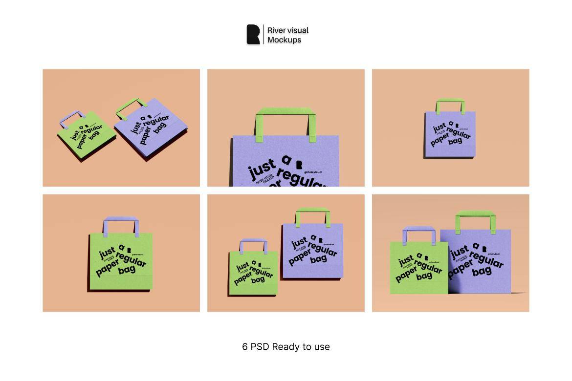 6款时尚感手提袋纸袋购物袋设计展示效果图psd样机模板素材Recycled Paper Bag 样机素材 第8张-素材湾丨精选海外优质设计素材资源 6款时尚感手提袋纸袋购物袋设计展示效果图psd样机模板素材Recycled Paper Bag 样机素材 sucaiwan.com