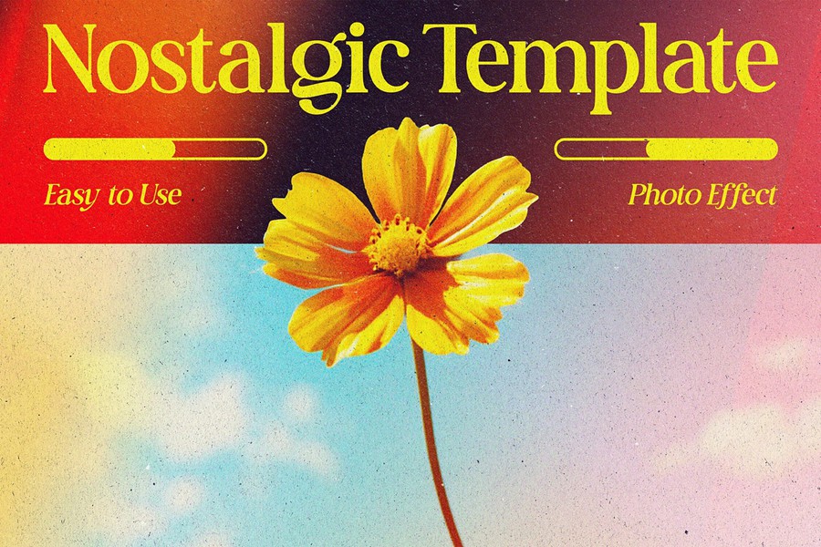 复古老式燥点照片效果ps特效滤镜样机 Nostalgic Photo Template 插件预设 sucaiwan.com