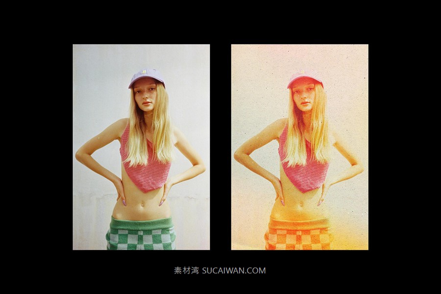 复古老式燥点照片效果ps特效滤镜样机 Nostalgic Photo Template 插件预设 sucaiwan.com