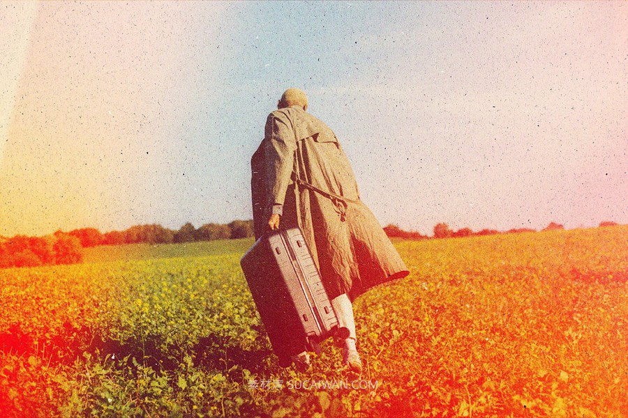 复古老式燥点照片效果ps特效滤镜样机 Nostalgic Photo Template 插件预设 sucaiwan.com