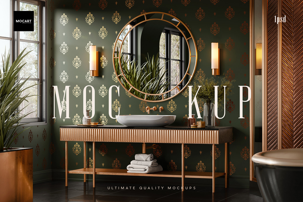 逼真欧风浴室墙面壁纸室内设计展示贴图效果图psd样机模板素材Bathroom Wallpaper Interior Mockup v.2 样机素材 第1张-素材湾丨精选海外优质设计素材资源 逼真欧风浴室墙面壁纸室内设计展示贴图效果图psd样机模板素材Bathroom Wallpaper Interior Mockup v.2 样机素材 sucaiwan.com