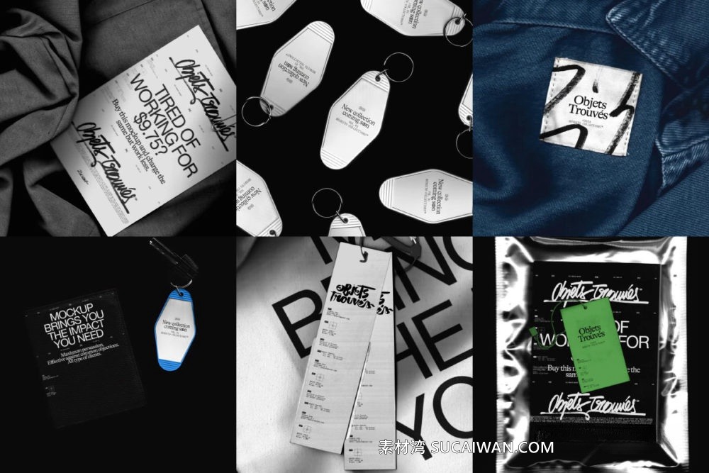 7款国外小众服装价格标签钥匙扣vi设计展示效果图psd样机模板素材Bendito Mockup – Objets Trouvés Mockup Collection Vol 2 样机素材 sucaiwan.com