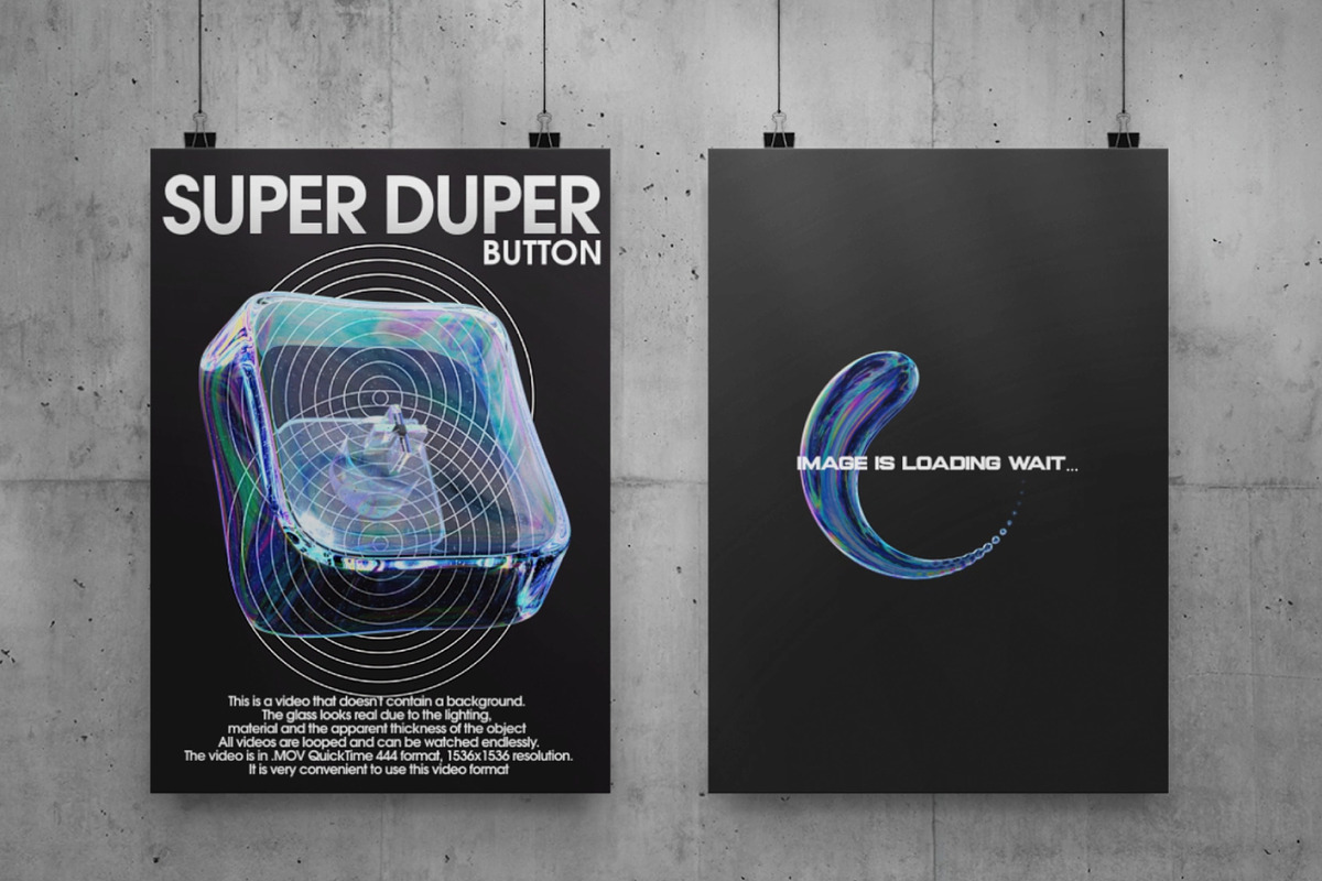 12款科幻全息镭射透明玻璃水晶3d潮流几何mov动态图形/png免抠图套装Super Duper 3d models & animation 图片素材 sucaiwan.com