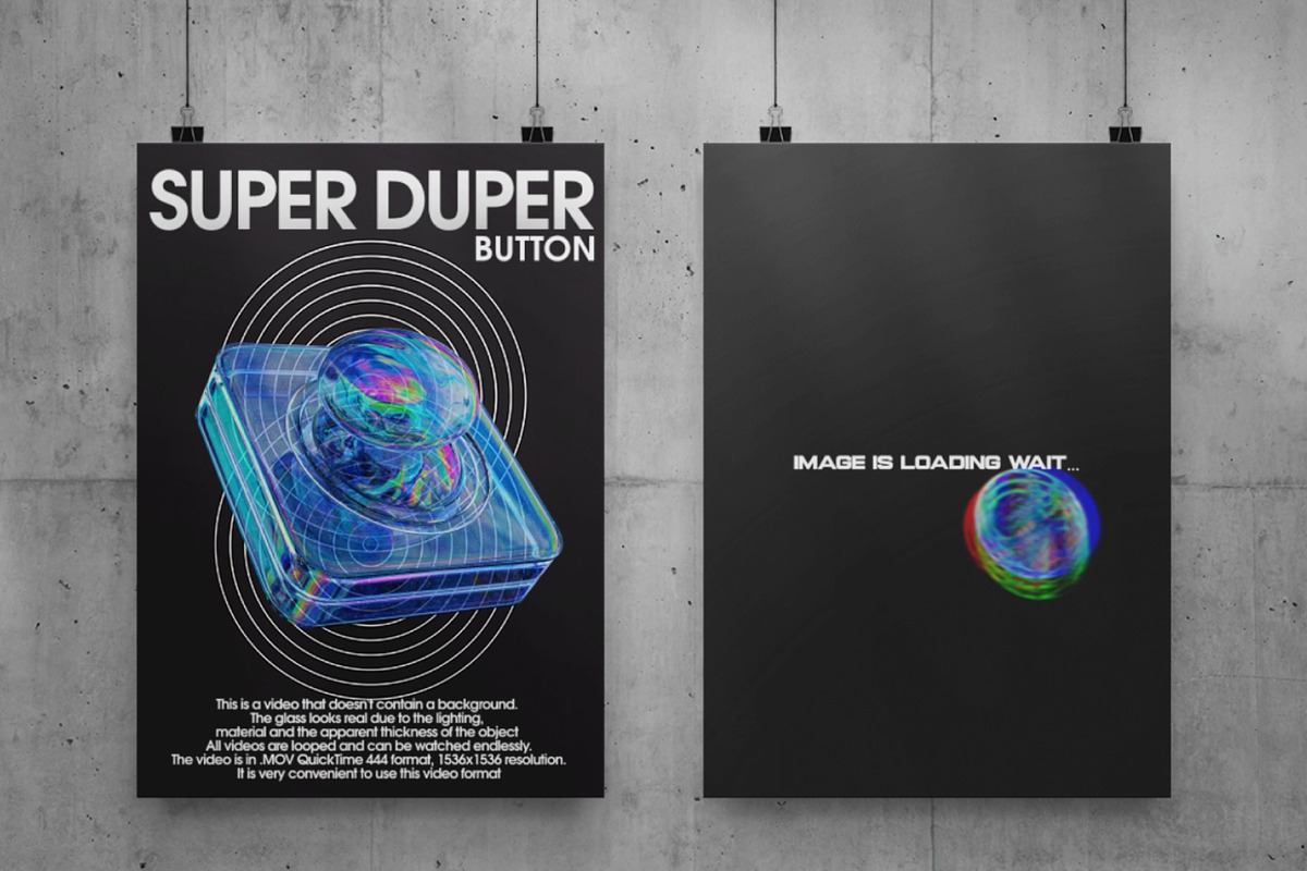 12款科幻全息镭射透明玻璃水晶3d潮流几何mov动态图形/png免抠图套装Super Duper 3d models & animation 图片素材 sucaiwan.com