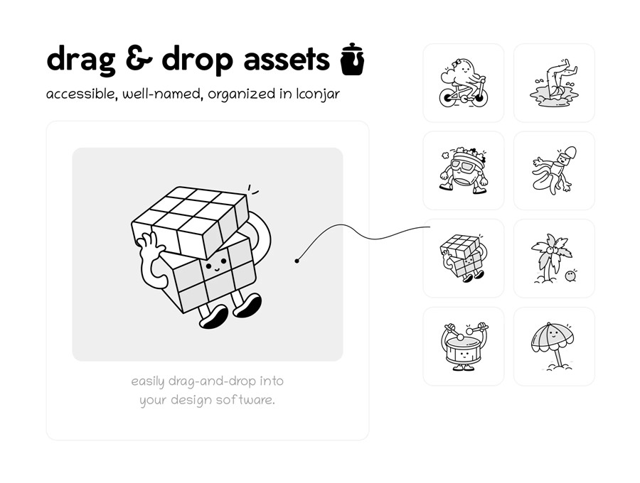 450款涂鸦卡通表情符号人物手绘矢量图形ai/eps/png格式素材450 Zoodle Hand Drawn Illustrations 图标素材 sucaiwan.com