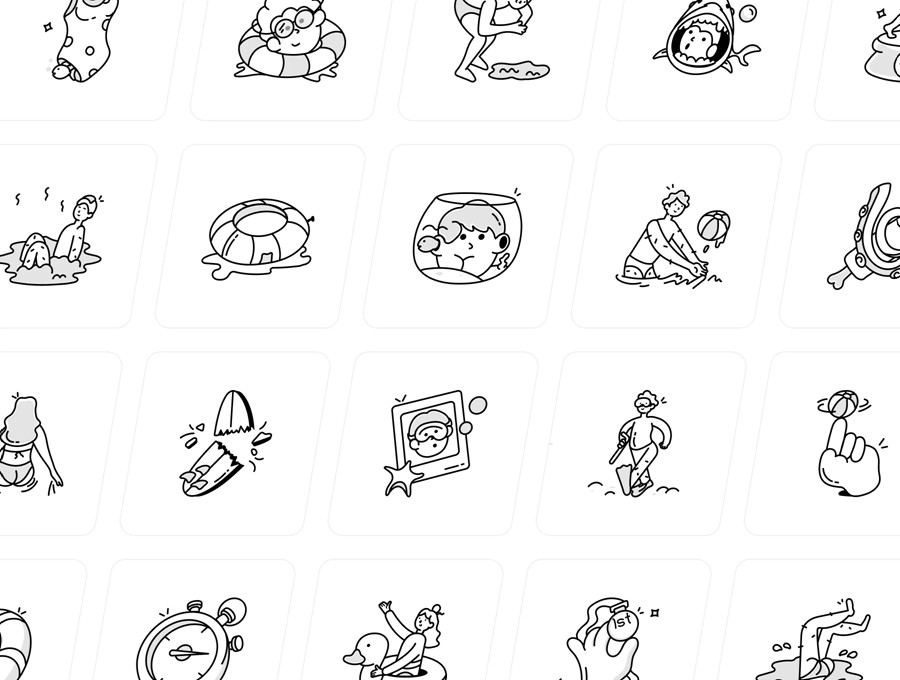 450款涂鸦卡通表情符号人物手绘矢量图形ai/eps/png格式素材450 Zoodle Hand Drawn Illustrations 图标素材 sucaiwan.com