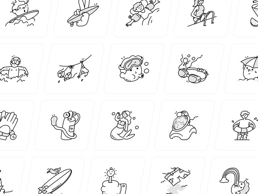 450款涂鸦卡通表情符号人物手绘矢量图形ai/eps/png格式素材450 Zoodle Hand Drawn Illustrations 图标素材 sucaiwan.com