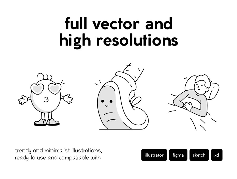 450款涂鸦卡通表情符号人物手绘矢量图形ai/eps/png格式素材450 Zoodle Hand Drawn Illustrations 图标素材 sucaiwan.com