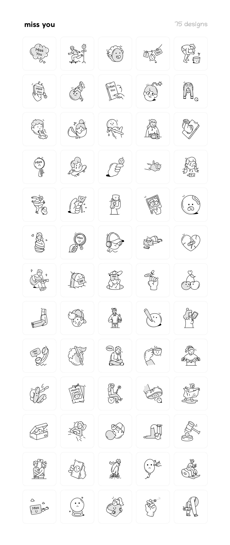 450款涂鸦卡通表情符号人物手绘矢量图形ai/eps/png格式素材450 Zoodle Hand Drawn Illustrations 图标素材 sucaiwan.com
