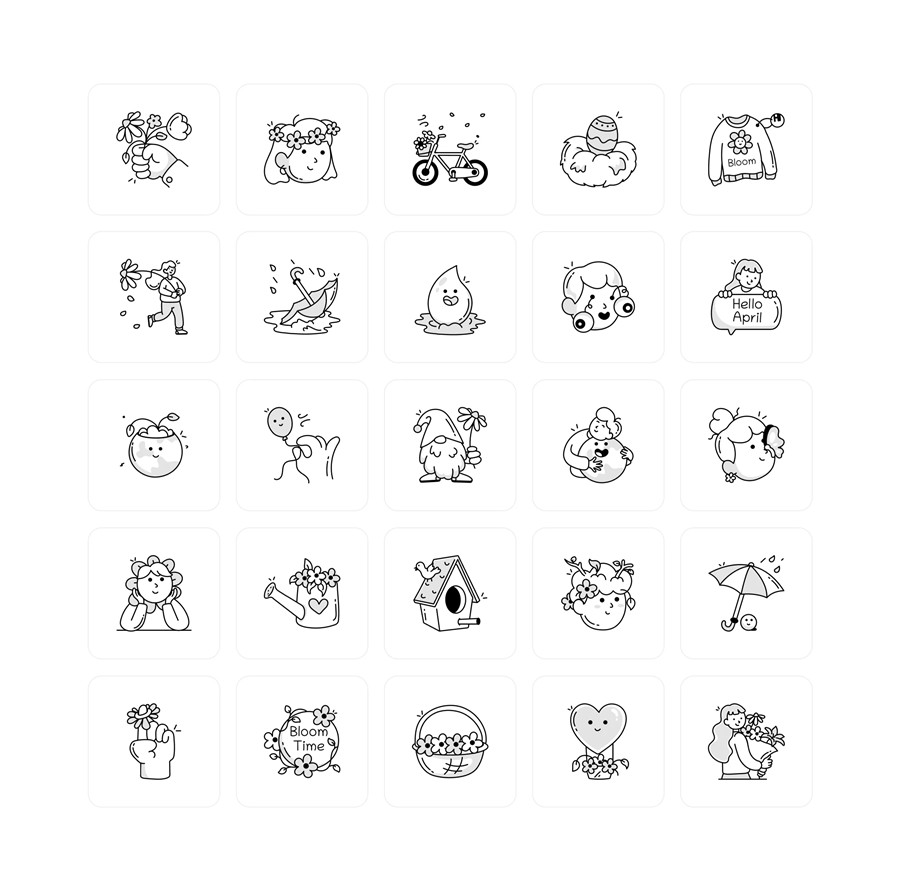 450款涂鸦卡通表情符号人物手绘矢量图形ai/eps/png格式素材450 Zoodle Hand Drawn Illustrations 图标素材 sucaiwan.com