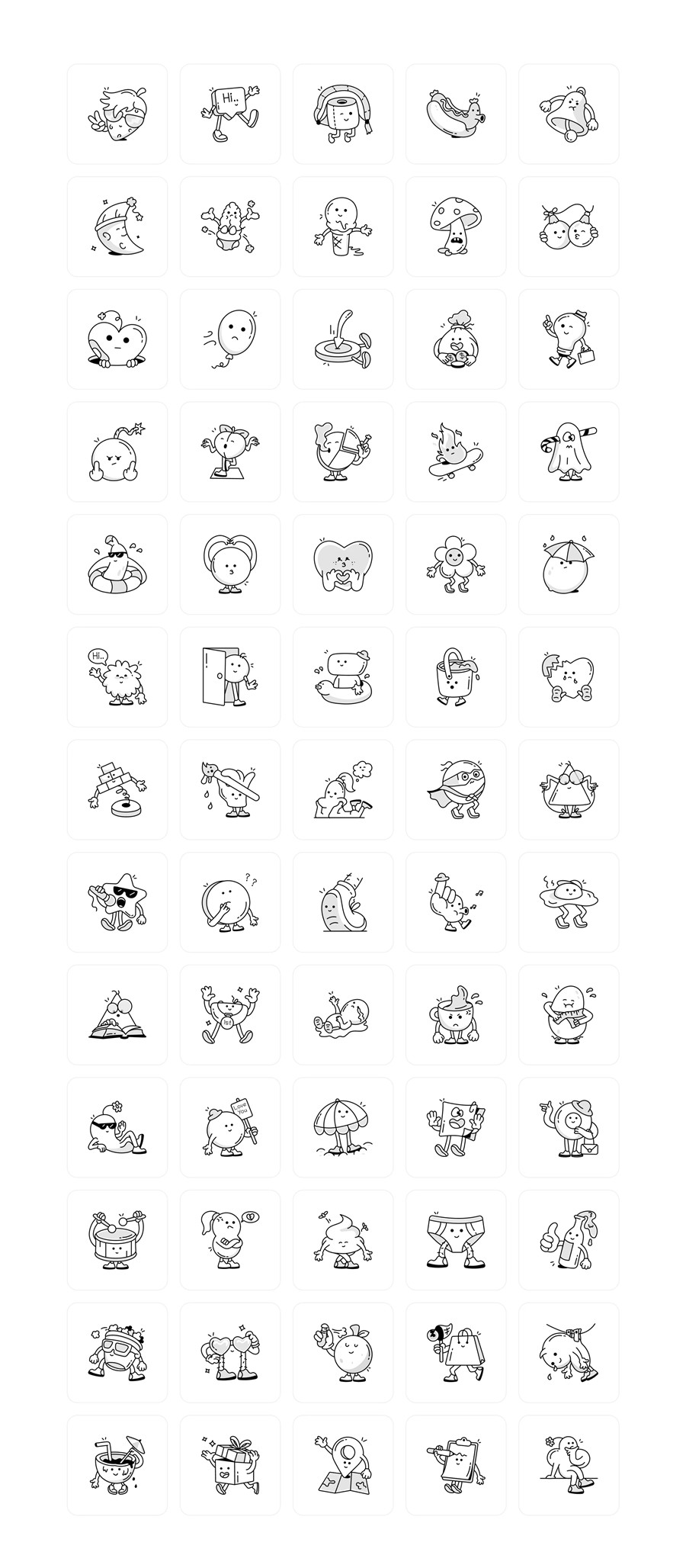 450款涂鸦卡通表情符号人物手绘矢量图形ai/eps/png格式素材450 Zoodle Hand Drawn Illustrations 图标素材 sucaiwan.com