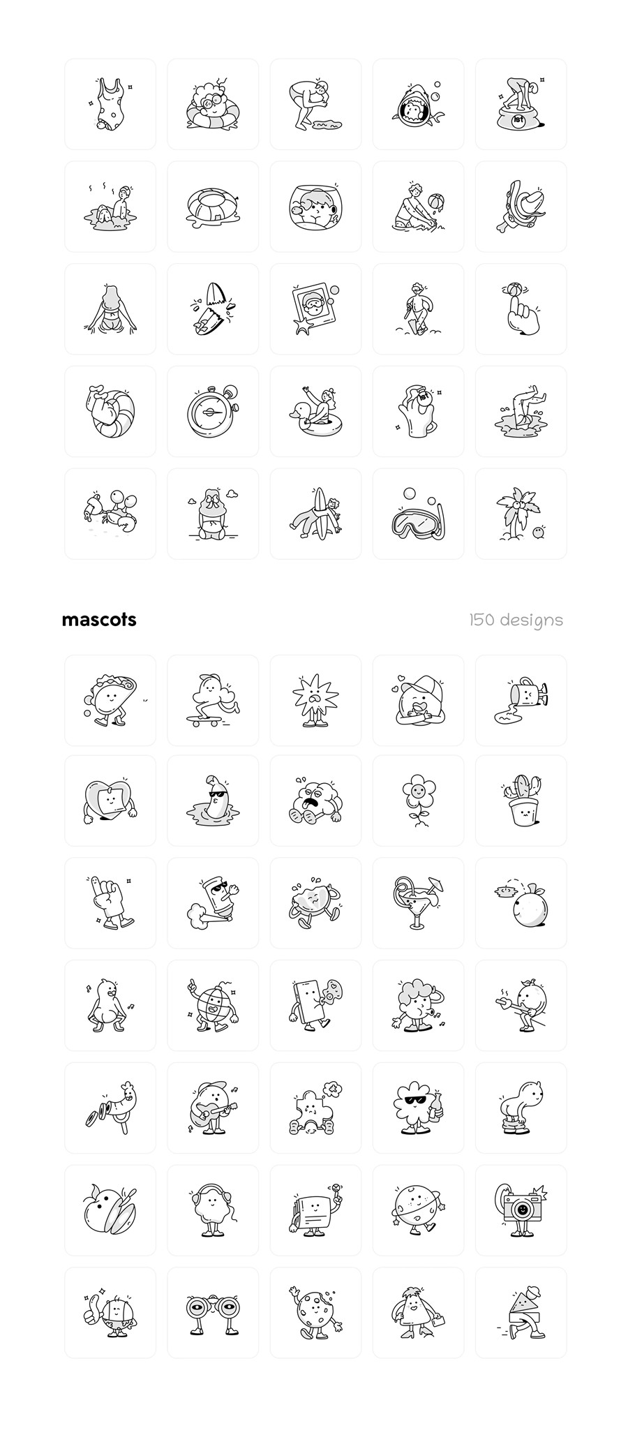 450款涂鸦卡通表情符号人物手绘矢量图形ai/eps/png格式素材450 Zoodle Hand Drawn Illustrations 图标素材 sucaiwan.com