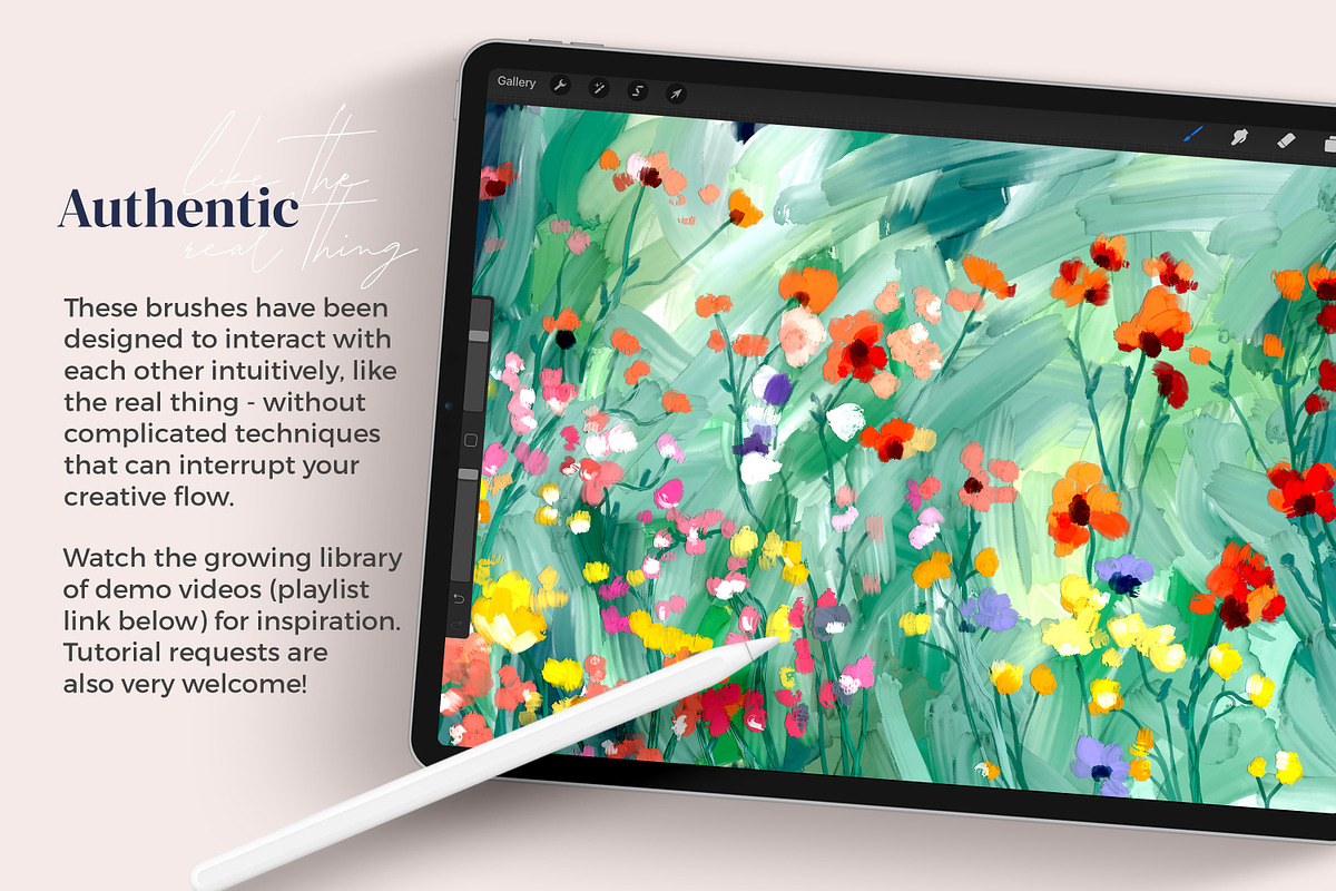 逼真丙烯酸油画绘画效果procreate笔刷画笔画布纹理素材包Painterly Brushes for Procreate by Alaina Jensen 笔刷资源 sucaiwan.com