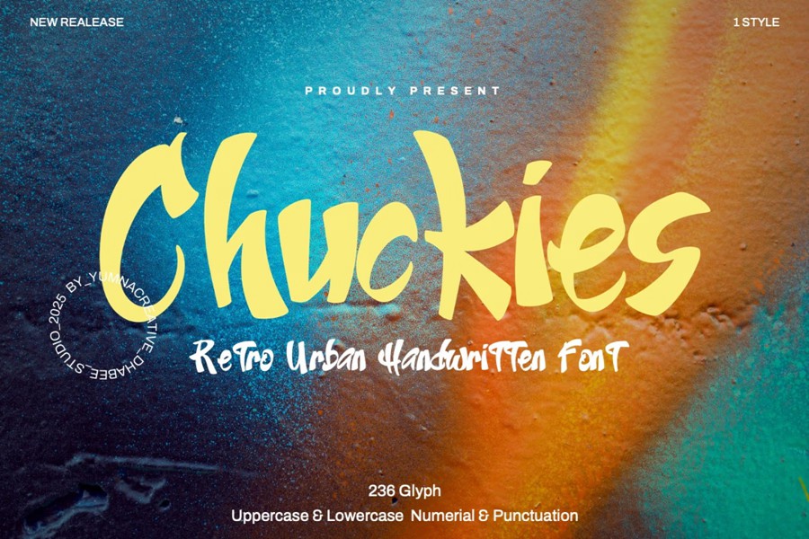 现代复古杂志海报徽标设计手写英文字体安装包 Chuckies – Retro Urban Font 设计素材 第1张-素材湾丨精选海外优质设计素材资源 现代复古杂志海报徽标设计手写英文字体安装包 Chuckies – Retro Urban Font 设计素材 sucaiwan.com