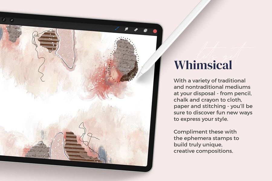 50款动态混合铅笔细线水墨粉笔蜡笔油画丙烯酸飞溅图章procreate笔刷画笔素材Alainajensen – Mixed Media Collage Brushes for Procreate 笔刷资源 第2张-素材湾丨精选海外优质设计素材资源 50款动态混合铅笔细线水墨粉笔蜡笔油画丙烯酸飞溅图章procreate笔刷画笔素材Alainajensen – Mixed Media Collage Brushes for Procreate 笔刷资源 sucaiwan.com