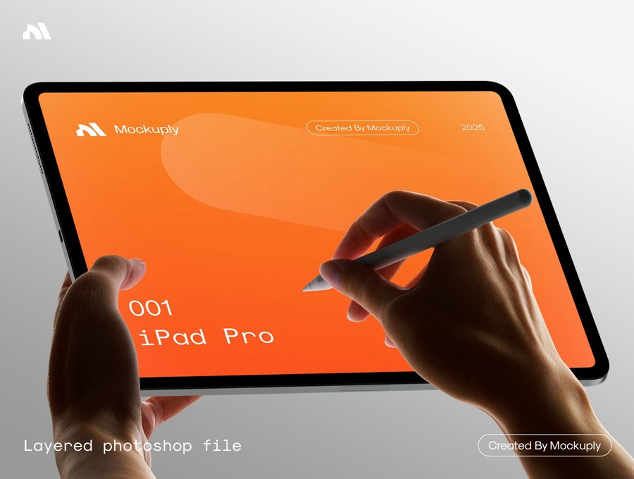6款4K高清UI网站界面广告设计手持苹果iPad Pro平板电脑贴图PSD样机模板素材iPad Pro in hand 样机素材 sucaiwan.com
