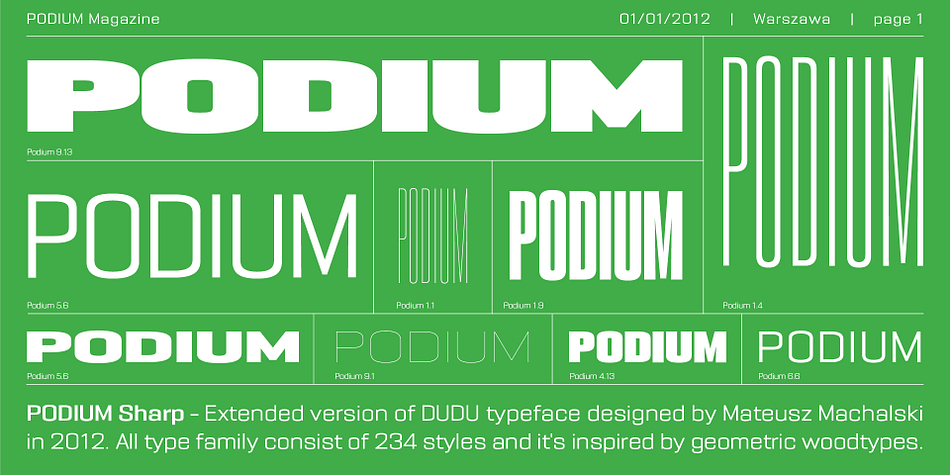 英文字体：极简现代浓缩未来派科技海报标题排版无衬线字体 PODIUM Sharp Font 设计素材 sucaiwan.com
