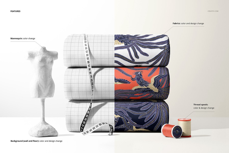 6款纺织品面料布料潜水面料布匹印花图案设计展示效果图PSD样机模板Scuba Fabric Mockup Set (22/FFv.11) 样机素材 第3张-素材湾丨精选海外优质设计素材资源 6款纺织品面料布料潜水面料布匹印花图案设计展示效果图PSD样机模板Scuba Fabric Mockup Set (22/FFv.11) 样机素材 sucaiwan.com