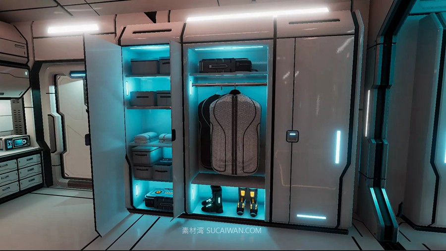 UE未来科幻赛博朋克客厅卧室室内场景3D模型素材 Sci-Fi Living Room 样机素材 第2张-素材湾丨精选海外优质设计素材资源 UE未来科幻赛博朋克客厅卧室室内场景3D模型素材 Sci-Fi Living Room 样机素材 sucaiwan.com