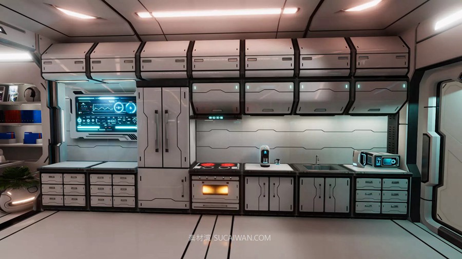 UE未来科幻赛博朋克客厅卧室室内场景3D模型素材 Sci-Fi Living Room 样机素材 第5张-素材湾丨精选海外优质设计素材资源 UE未来科幻赛博朋克客厅卧室室内场景3D模型素材 Sci-Fi Living Room 样机素材 sucaiwan.com