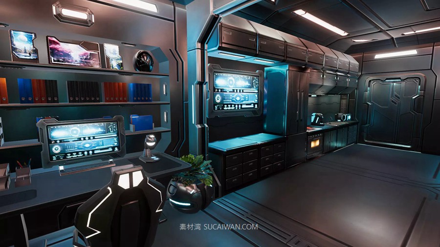 UE未来科幻赛博朋克客厅卧室室内场景3D模型素材 Sci-Fi Living Room 样机素材 第8张-素材湾丨精选海外优质设计素材资源 UE未来科幻赛博朋克客厅卧室室内场景3D模型素材 Sci-Fi Living Room 样机素材 sucaiwan.com