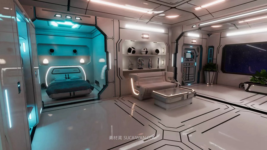 UE未来科幻赛博朋克客厅卧室室内场景3D模型素材 Sci-Fi Living Room 样机素材 第10张-素材湾丨精选海外优质设计素材资源 UE未来科幻赛博朋克客厅卧室室内场景3D模型素材 Sci-Fi Living Room 样机素材 sucaiwan.com