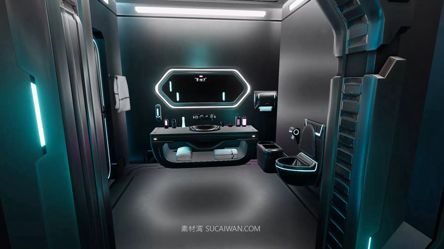 UE未来科幻赛博朋克客厅卧室室内场景3D模型素材 Sci-Fi Living Room 样机素材 第9张-素材湾丨精选海外优质设计素材资源 UE未来科幻赛博朋克客厅卧室室内场景3D模型素材 Sci-Fi Living Room 样机素材 sucaiwan.com